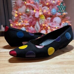 Paloma Italy Women's Black Colorful Polka Dot Shoes